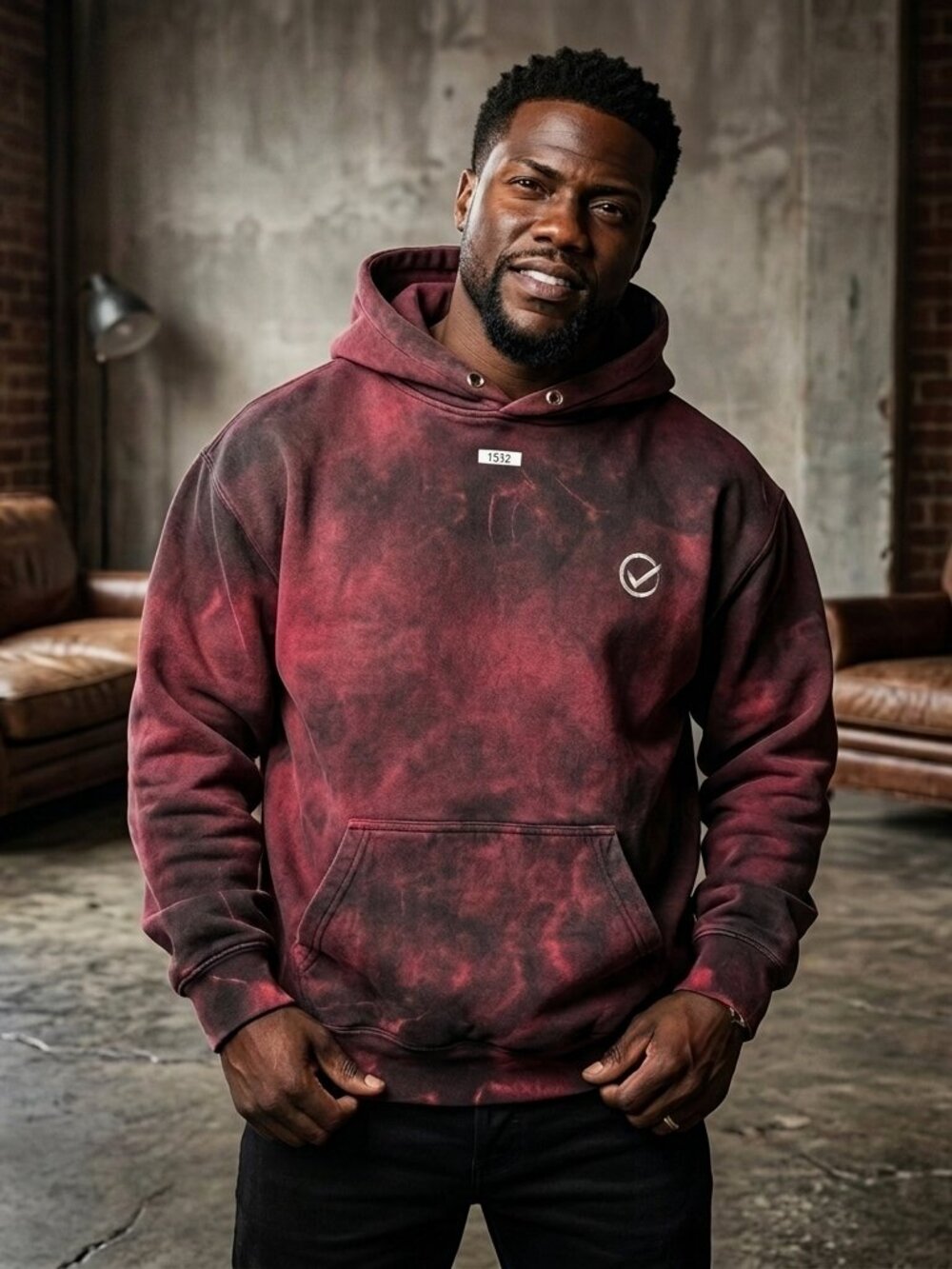 Kevin Hart Reality Check Tour 2022 Exclusive Red & Black Tie Dye Hoodie